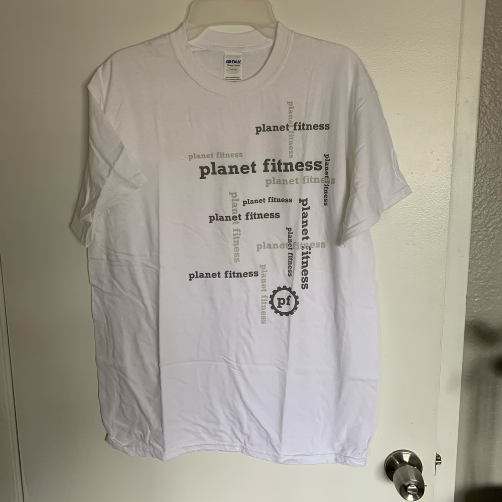 White Planet Fitness shirt